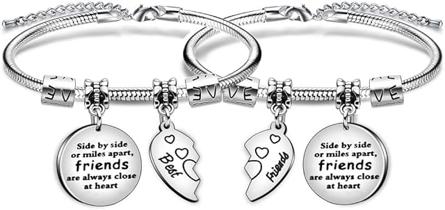 Best Friend Heart Bracelet Jewellery Friendship Sister Gift Side By Side Or Miles Apart Friends Are Always Close At Heart