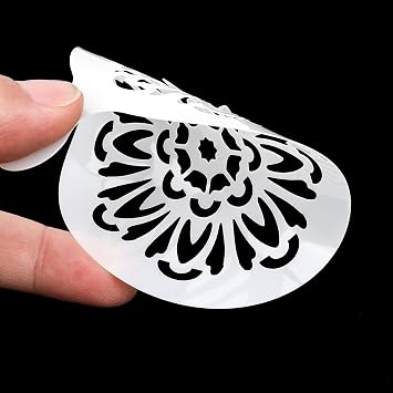 Konsait Cookie Template Stencil, 20 Pack Mandala Stencils for Coffee Cake Decorations, Reusable Template Stencils for Foam Barista Oatmeal Hot Chocolate Party Decoration Supplies Dot Painting Crafts