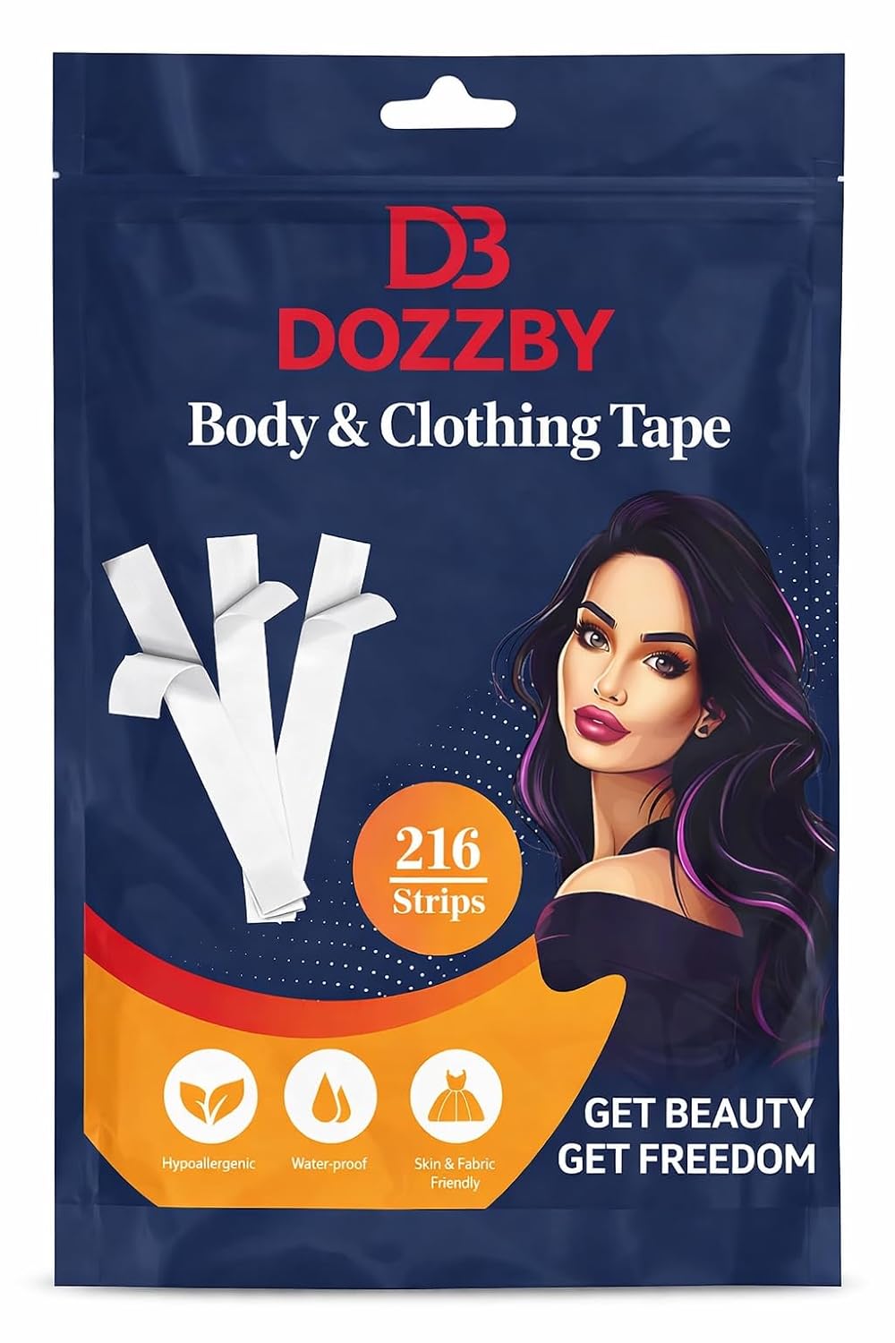 DOZZBY with DB Double Sided Fashion Tape for Clothing, Transparent Body and Dress Tape Strips for Women, All Day Strength ... - Review, Price and Buying Guide