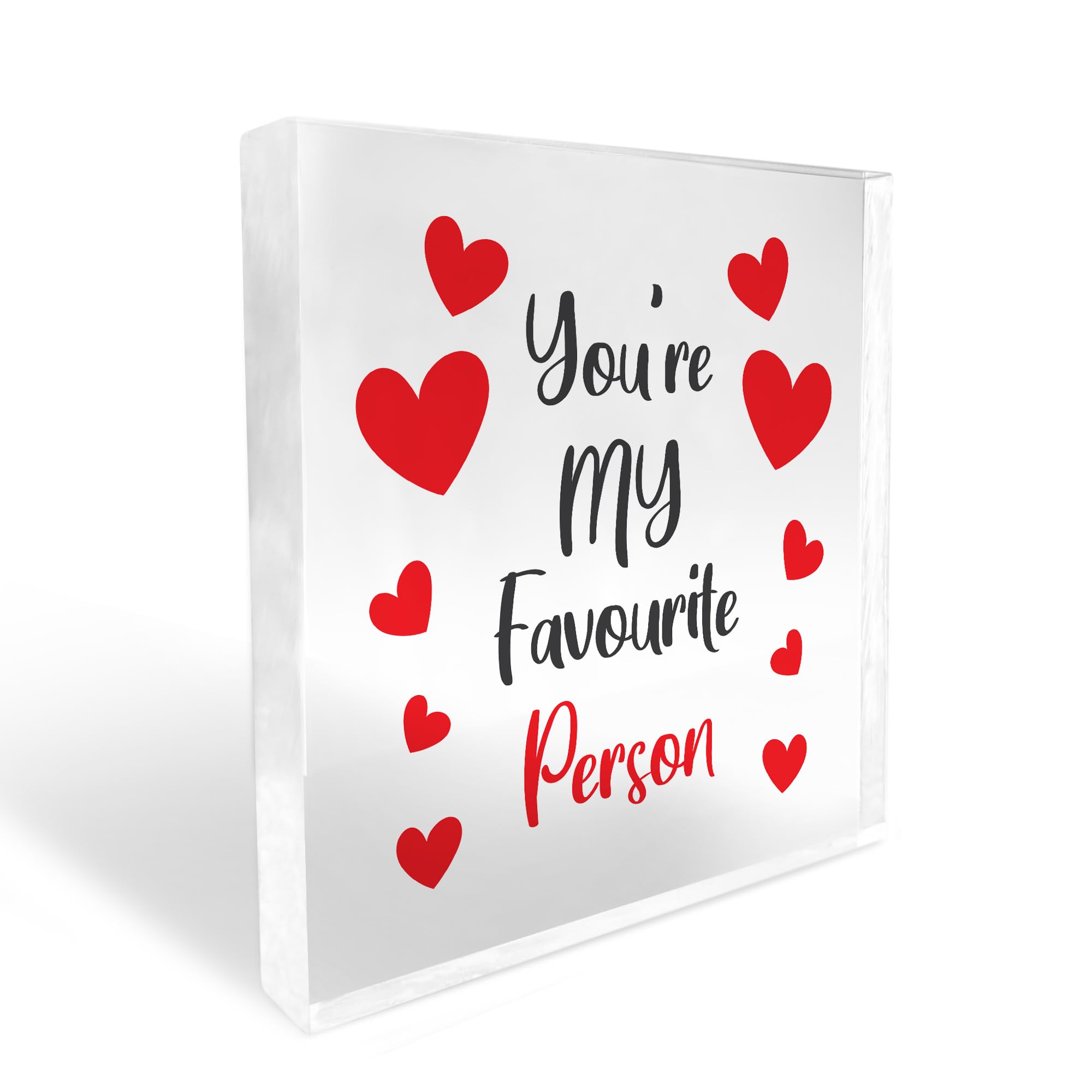 Red Ocean Couple Gifts For Him or Her - Acrylic Freestanding Plaque - 'My Favourite Person' - Anniversary For Husband Wife Boyfriend Girlfriend - Valentines Day Birthday Gifts For Partner