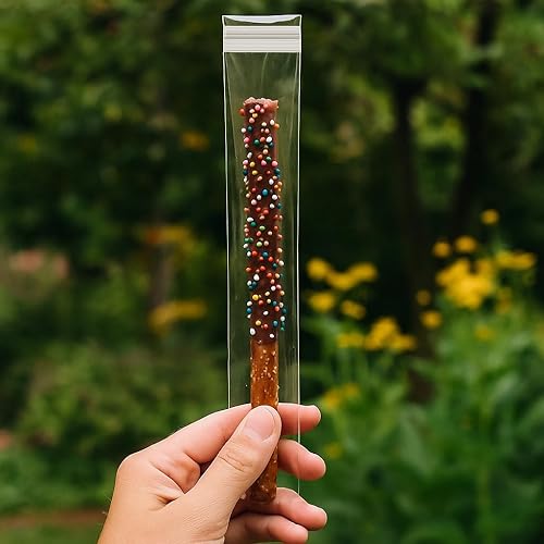 Miniatura 3 de Bolsas de polipropileno autoadhesivas transparentes de 1 x 10 pulgadas, paquete de 100 bolsas de celofán resellables para barras de pretzel de