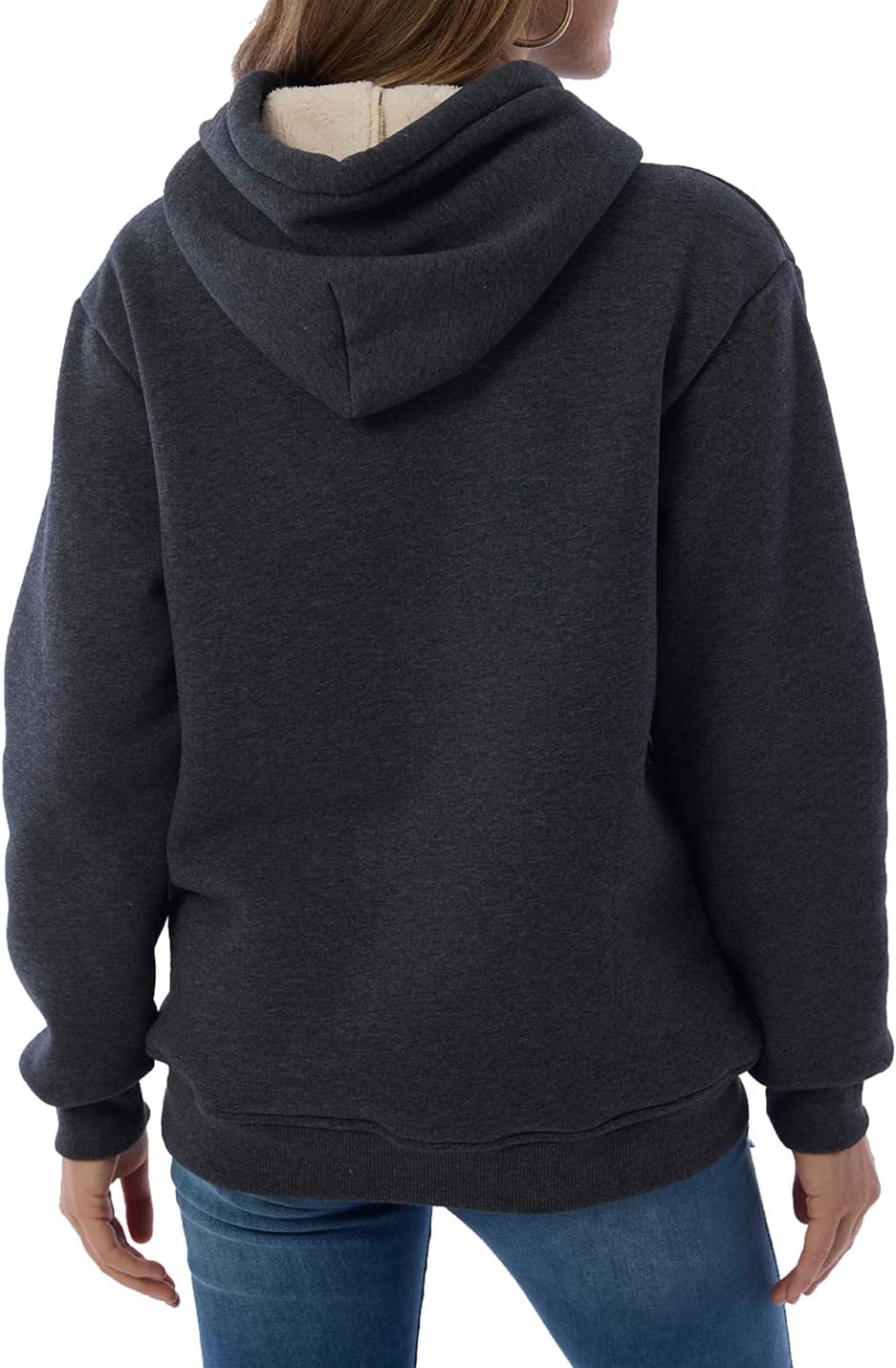 Gnveub Women's Casual Winter Warm Fleece Sherpa Lined Hooded Sweatshirt Thick Pullover Plus with Pockets - Image 5