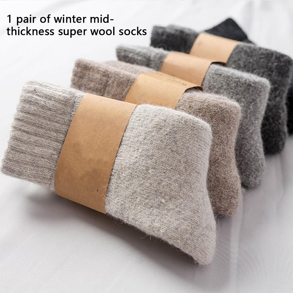 1 par de calcetines de cachemira, cálidos, gruesos, sólidos, absorben el sudor, para invierno, para hombre, regalo de Navidad, para exteriores, color caqui