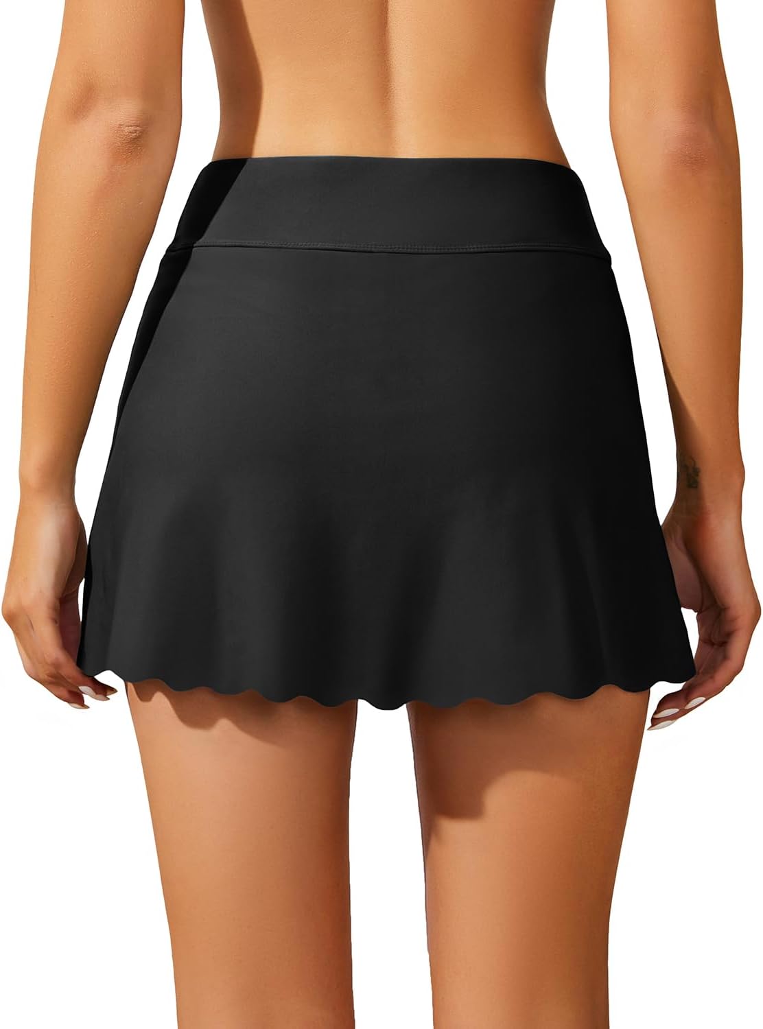 Women Swim Skirt Tummy Control Swimsuit Skirt with Built-in Shorts High Waisted Split Swim Bottom (Available in Plus)