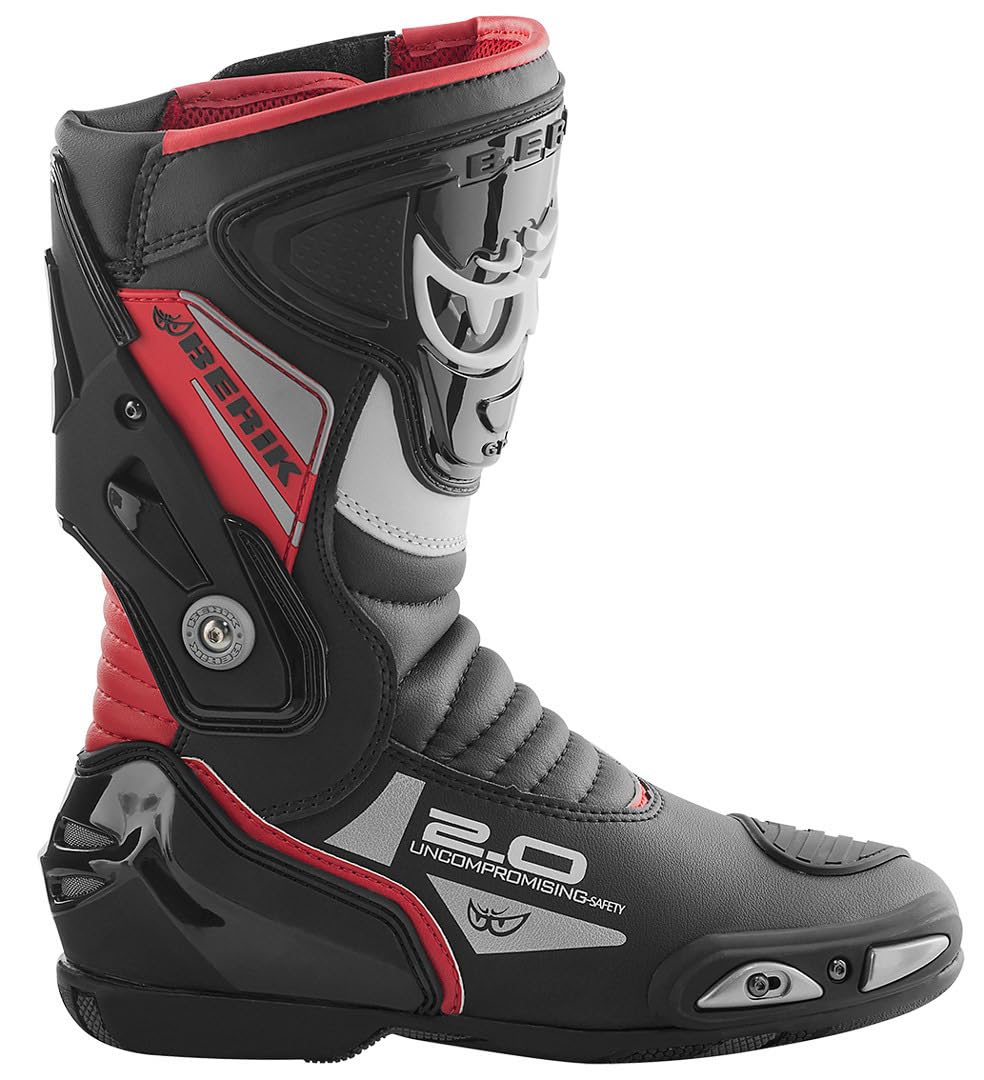 Berik Shaft 2.0 Motorradstiefel, schwarz/rot, 44 | Leder