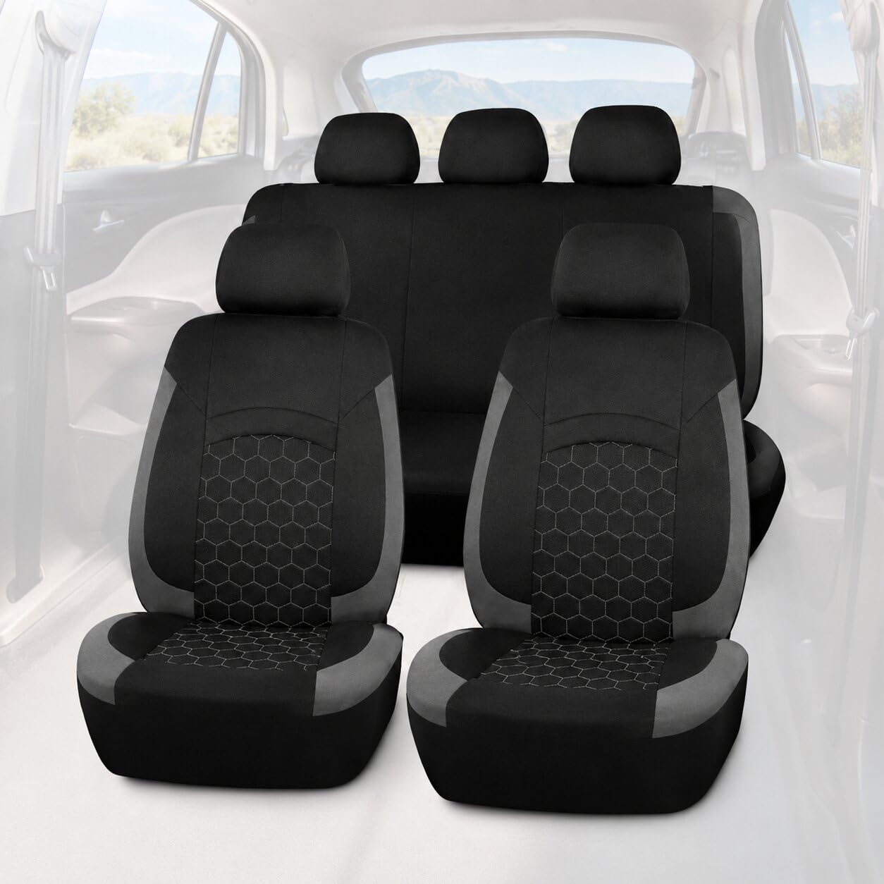 Qutyningd Universal car seat covers for Toyota Corolla E160/E170/E180 2012–2018, breathable waterproof polyester foam upholstery protectors for SUVs and cars, universal fit front and rear,Black