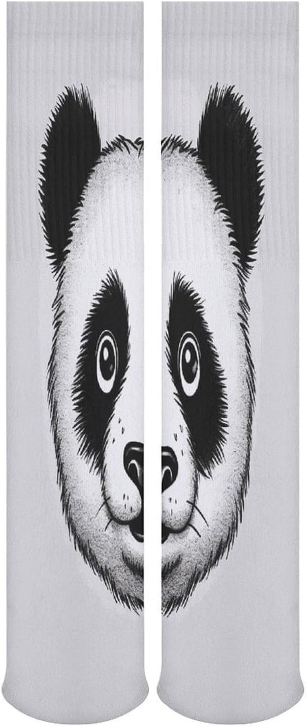 Anime Panda Face Crew Socks Cozy Casual Calf Socks Lightweight Long Work Sock Breathable Athletic Sock for Hiking Sports Running 5 Pairs