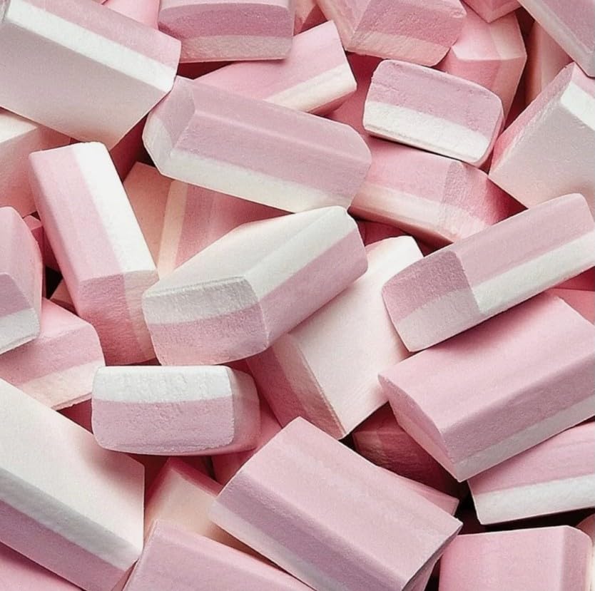25 x Strawberry Flavour Cream Soda Blocks - Sherbet Block Sweets - Melt In Your Mouth Retro Sherbet Sweet Blocks - Gift Pouch