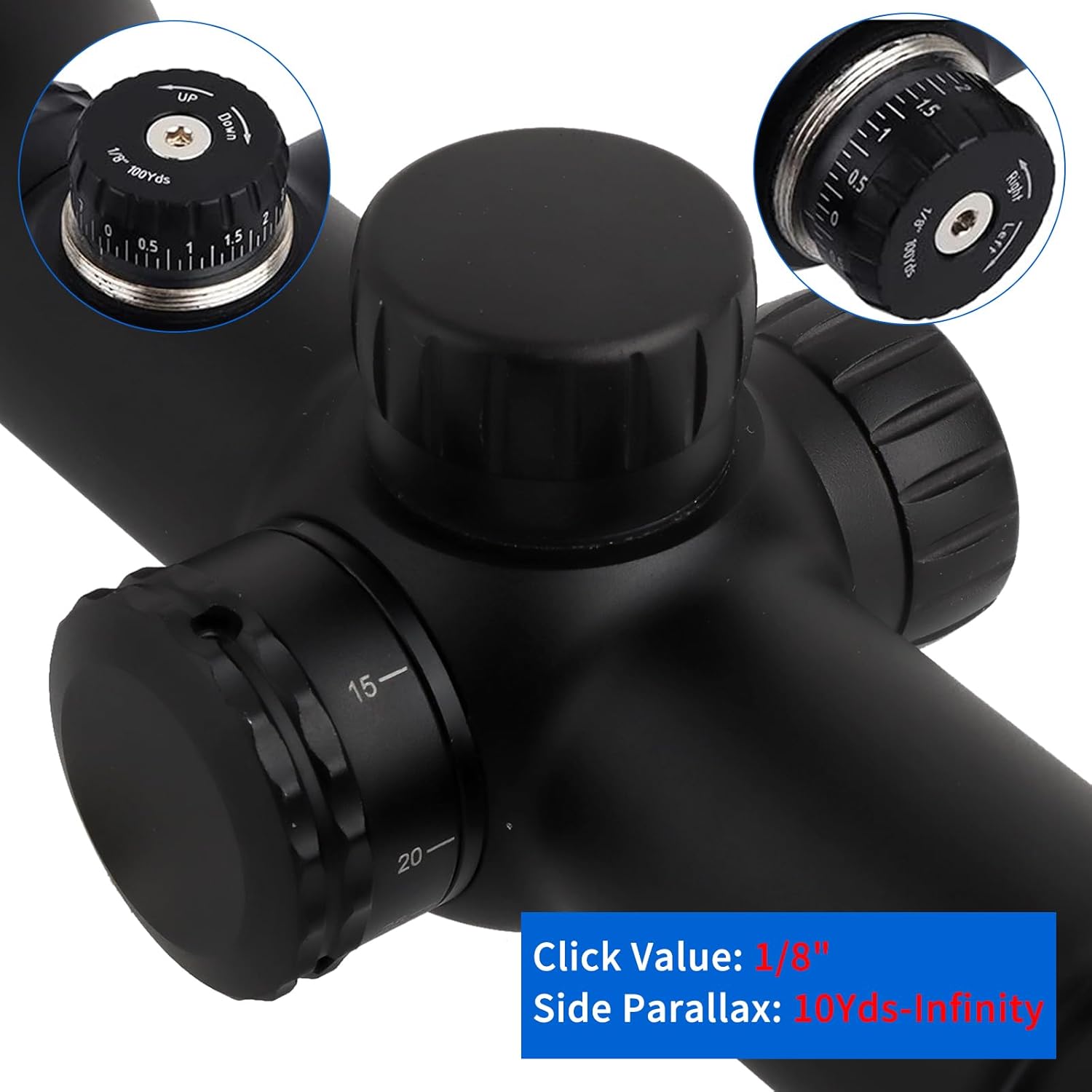 4-16X44 Tactical Scope, Red & Green Illuminated Reticle Scope, 1/8 MOA Windage & Elevation Adjustable Optical Rangefinder, Multi-Coated Lens with Picatinny Dovetail Rings