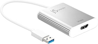 j5create USB 3.0 to 4K HDMI Display Adapter USB 3.0 Male Type-A Connector | HDMI Female Connector | 4K UHD | Resolution Up to 3840 x 2160 @ 30 Hz | Aluminum Housing (JUA354)