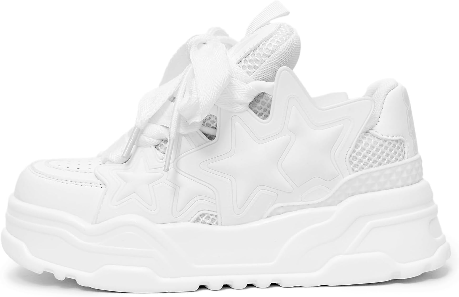 Womens Cute Star Chunky Platform Sneakers Fashion Y2K Comfort Walking Shoes Campus Kawaii Style Athletic Shoes