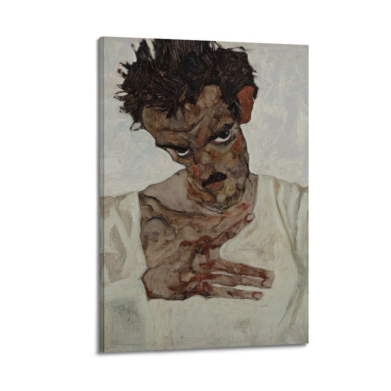 Póster de Egon Schiele de 20x30 cm: retrato propio expresionista en lienzo para pared 6