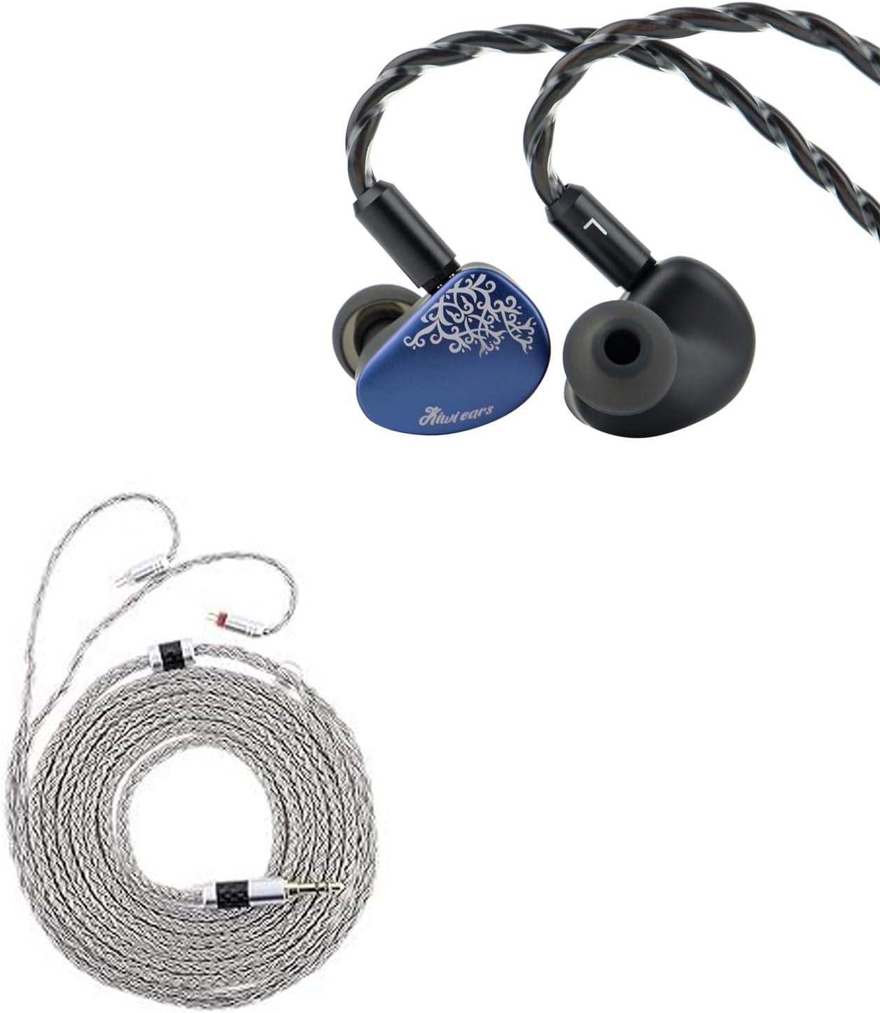 Linsoul Kiwi Ears Cadenza II 10mm Titanium Driver in Ear Monitor, HiFi Wired IEM Earphones with KARS 2.0, Precise Tonal Balance(Blue) + Tripowin Zonie IEM Cable, 2m Long Earbud Cord