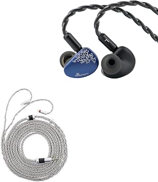Linsoul Kiwi Ears Cadenza II 10mm Titanium Driver in Ear Monitor, HiFi Wired IEM Earphones with KARS 2.0, Precise Tonal BalanceBlue + Tripowin Zonie IEM Cable, 2m Long Earbud Cord