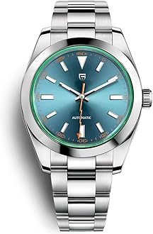 HaiQin Pagani Design 1733 Men's Automatic Mechanical Watches Japan NH35A Movement Green Synthetic Sapphire Lightning Pointer 100M Waterproof Fashion Casual Sports WristWatches (Electric Blue)