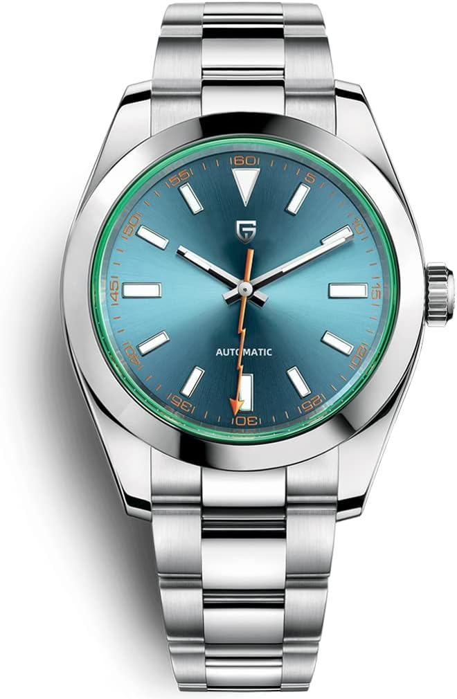 Pagani Design 1733 Men's Automatic Mechanical Watches Japan NH35A Movement Green Synthetic Sapphire Lightning Pointer 100M Waterproof Fashion Casual Sports WristWatches (Electric Blue)
