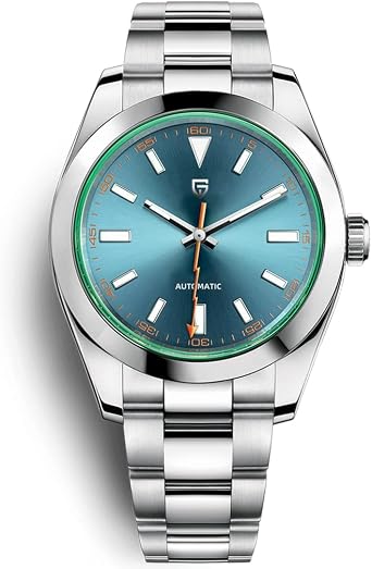 Pagani Design 1733 Men's Automatic Watch Stainless Steel NH35A Self-Winding Movement Green Synthetic Sapphire Lightning Pointer Waterproof Luminous Casual Mechanical Wristwatches