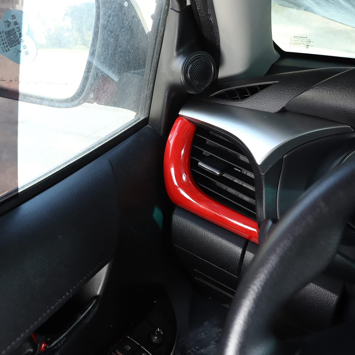 Car ABS Red Inner Look Central Console Side Dashboard L Trim Strips Cover Trim Stickers Fit For Toyota Hilux 2015 2016 2017 2018 2019 2020 2021