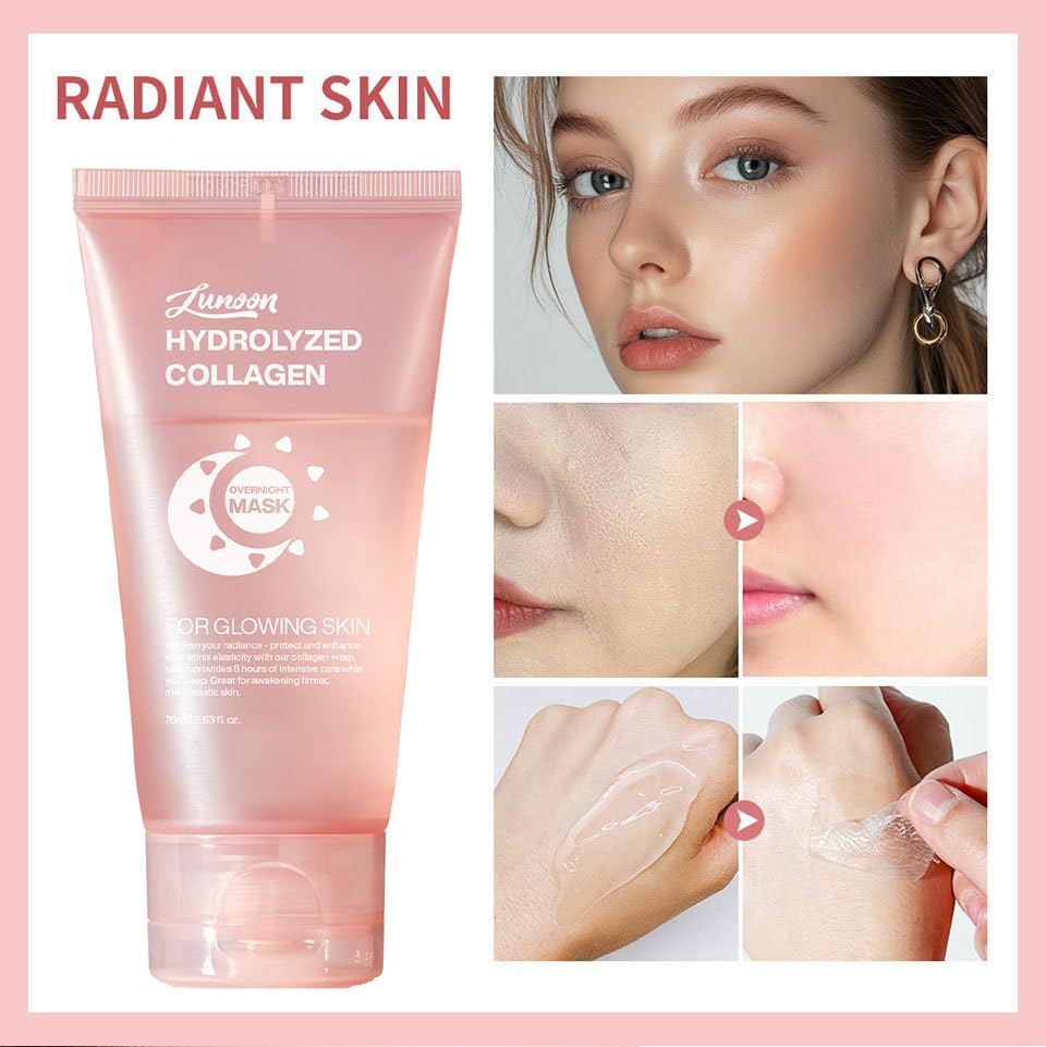 JISKG Collagen Night Wrapping Mask, Tightens Skin and Reduces Sagging Overnight Hydration Collagen Face Mask