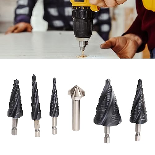 Miniatura 8 de Juego de brocas escalonadas, 4 flautas, vástago de 14 pulgadas, M35, cobalto, Pagoda para metal duro de acero inoxidable