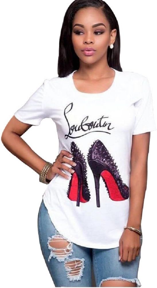 Summer Women’s Short Sleeve Round Neck Graphic Print T-Shirt Casual Blouse FBA…