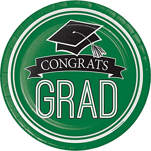 Creative Converting Congrats Grad Emerald Green Plates-18 Pcs 18-Count Sturdy Style Dinner/Large Paper Plates For Graduation Party, School Spirit #TOP9