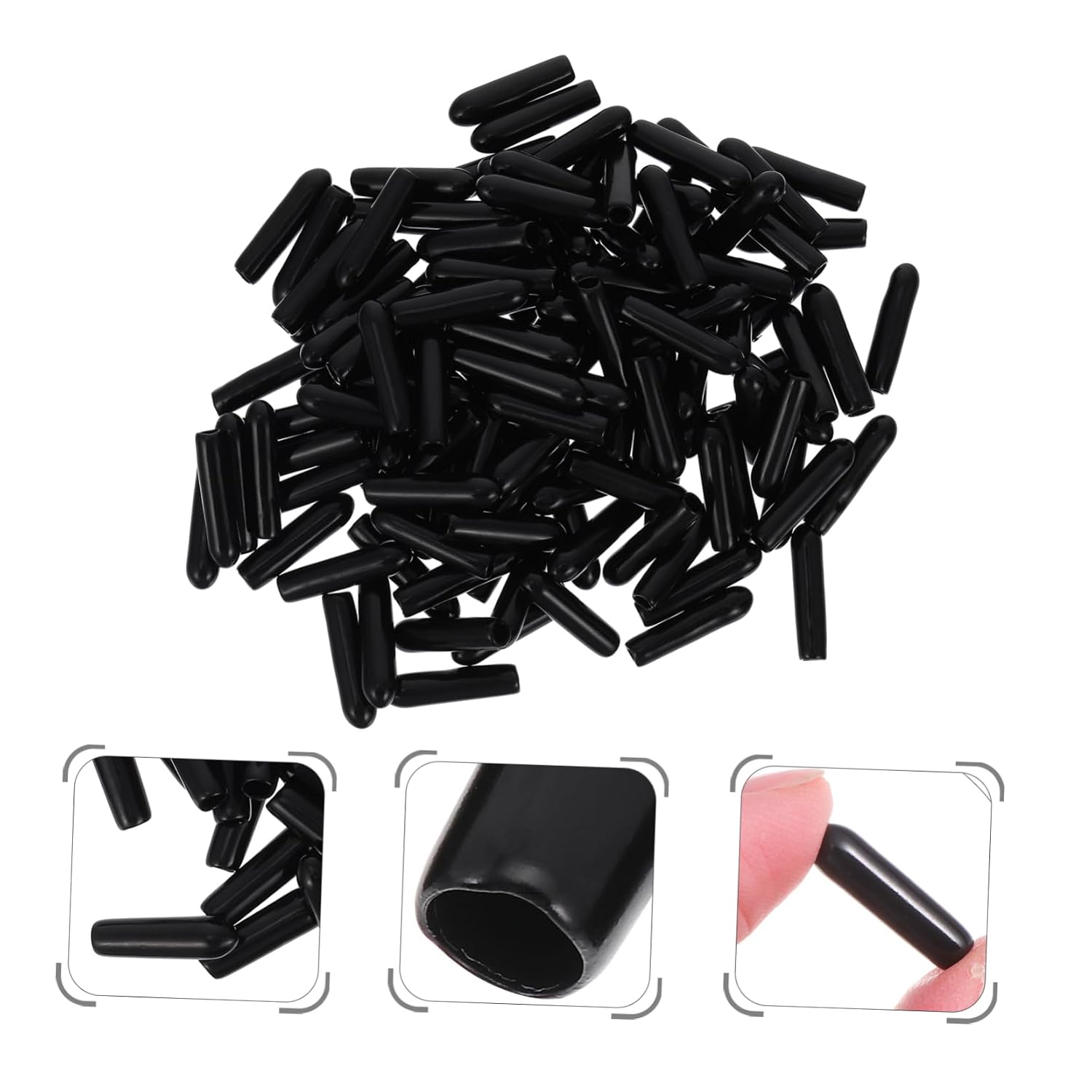 OUNONA 500pcs Rubber Tube Caps for Carburetor Vacuum Dustproof End Caps Fits Inner Diameters to Flexible PVC for Thread Protection and Insulation