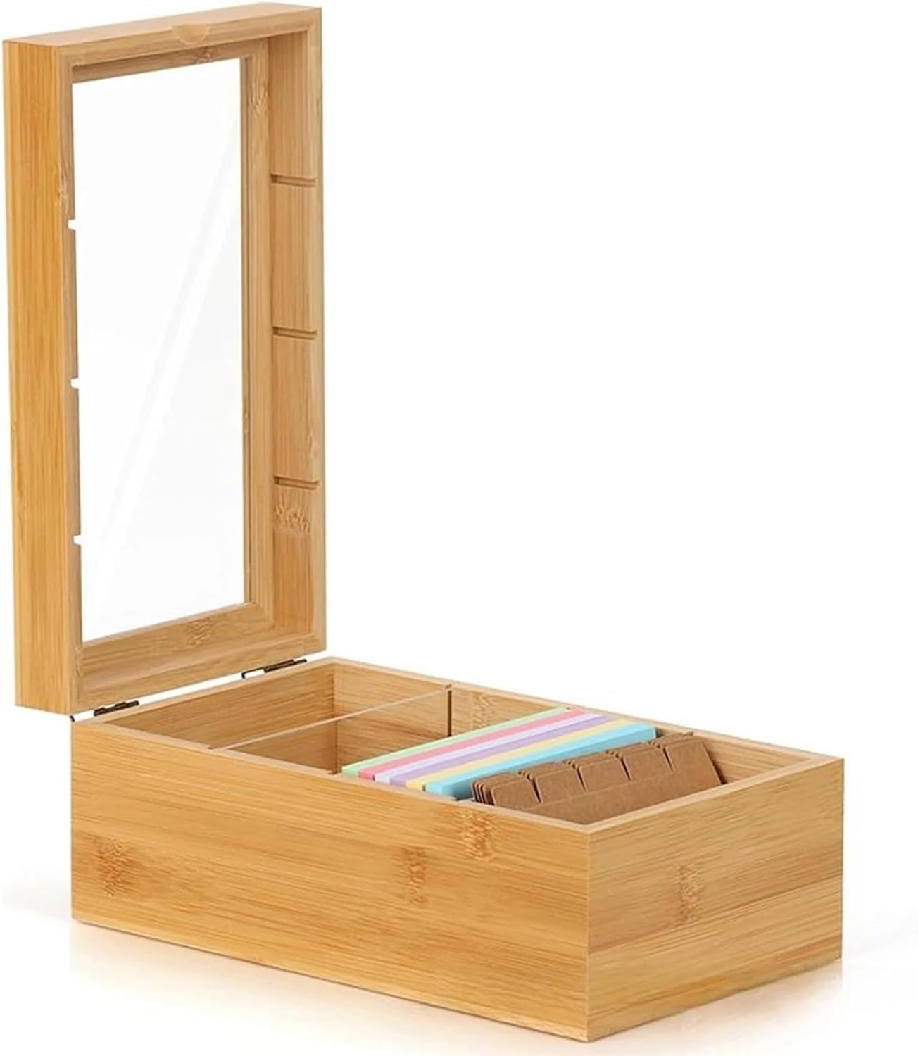 Sticky Note Holder 2pcs Desktop Organizer Box Multi Grids Wooden Storage Box With Lid Postcard Sticky Note Recipe Storage Box Home School Storage Supply For Home Dorm Room Office Desk