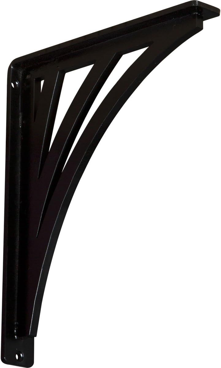 Ekena Millwork BKTM01X10X12SNE-CASE-2 Nevio, 1 1/2"W x 10"D x 12"H (Single Center Brace), Powder Coated Black, 2 Piece Ekena Millwork BKTM01X10X12SNE-CASE-2 Nevio, 1 1/2"W x 10"D x 12"H (Single Center Brace), Powder Coated Black, 2 Piece