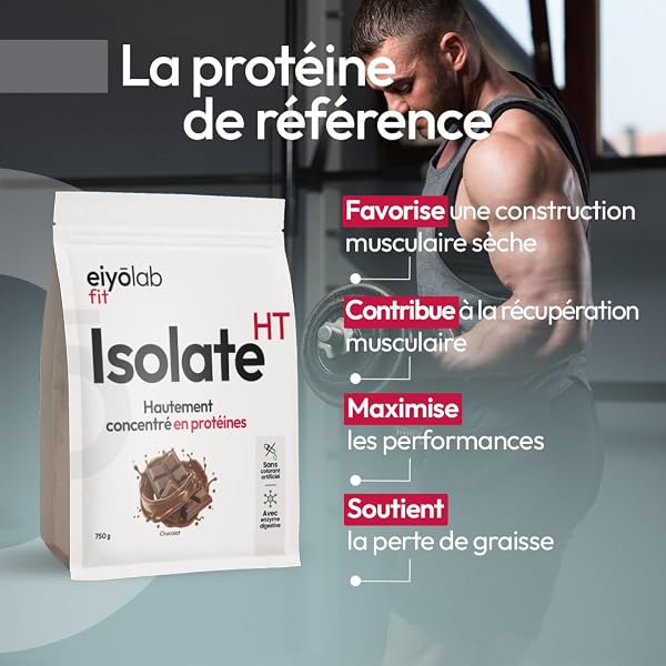 ISOLATE HT | Whey Isolat de Protéines en Poudre | Jusqu’à 88% de Protéines | Riche en BCAA + Glutamine | Musculation Rapide et Sèche | Faible en Lactose | Onctueuse Saveur Chocolat | 750g | Eiyolab - 2