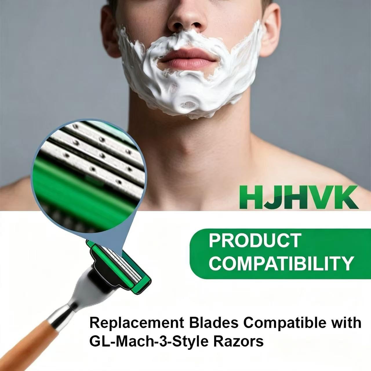 36 Count Razor Blades for GL-Mach-3-Style Men Razors, Green