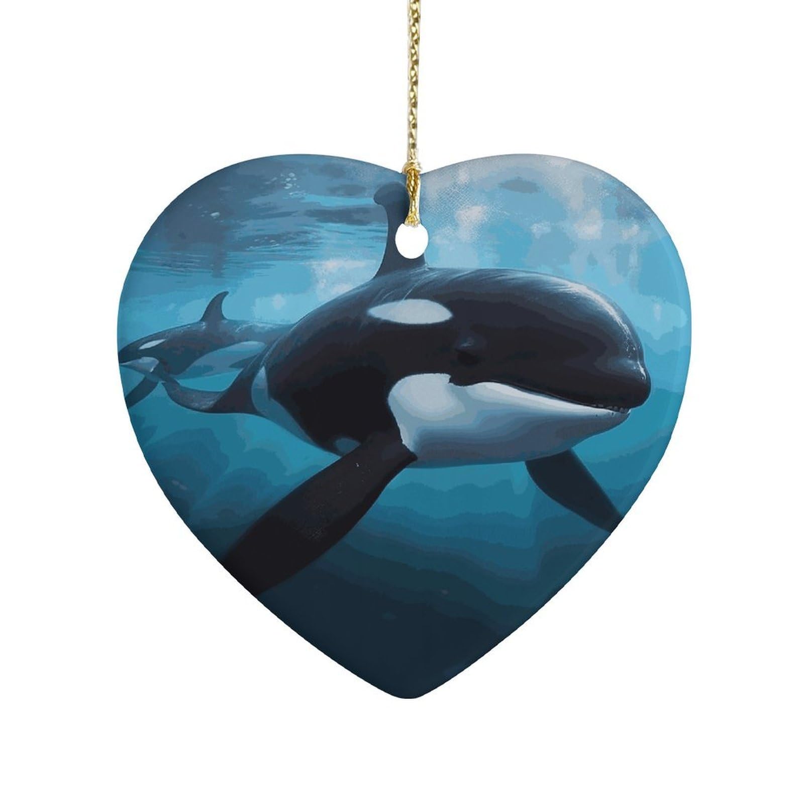 Fekiloot Style Killer Whale Ceramic Ornament Home Decor Keepsake