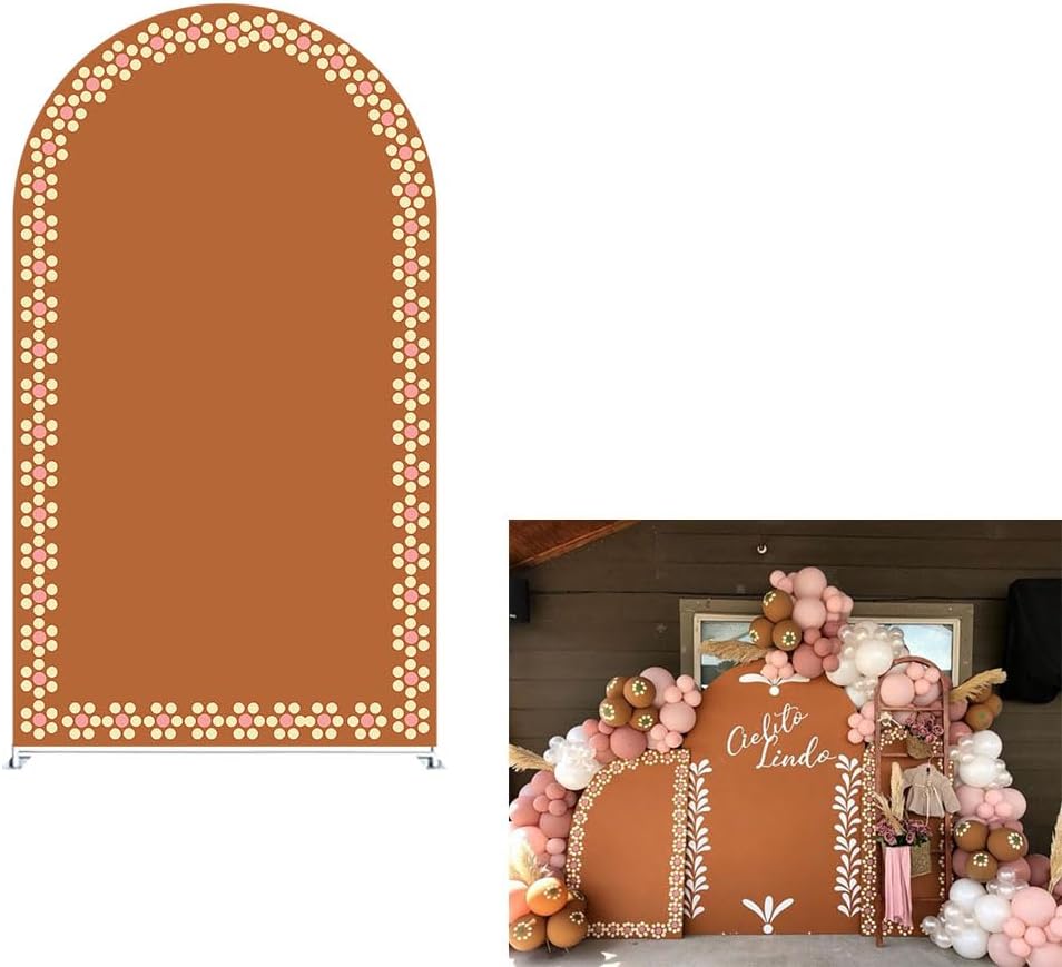 Mexican Fiesta Theme Arch Backdrop Cover Baptism Baby Shower Arch Stretchy Fabric Covers Wedding Bridal Event Birthday Parties Decorations (3.3x6.5ft Cover,3863)
