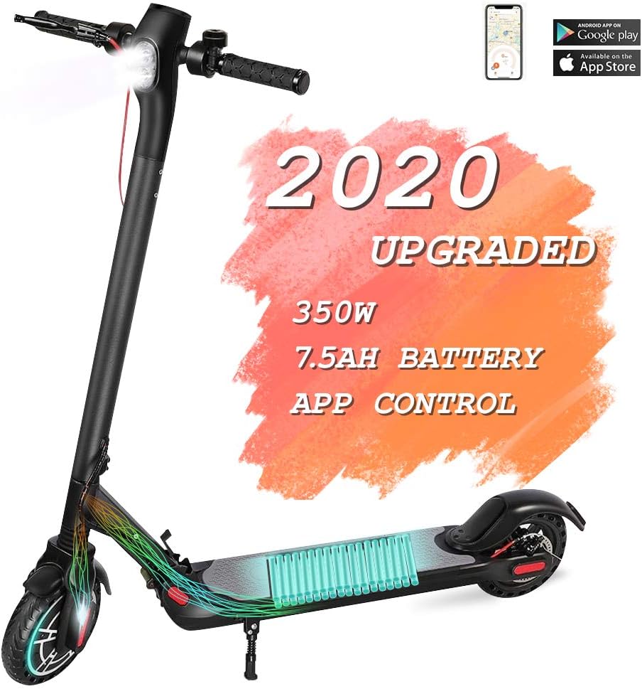 GoZheec Electric Scooter, KUGOO ES2 Folding E-Scooter 350W Motor with APP Control and Built-in USB Port, 7.5Ah Long Range Battery LCD Display Screen Up to 25KM/H, 8.5 Inch Tire