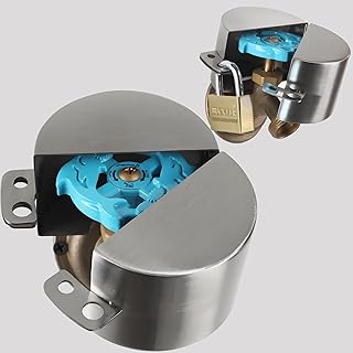Outdoor Faucet Lock, Water Hose Bib Spigot Lock Cover & Padlock Kits for 1-1/2 to 3 Inch Dia Valve Handles to Prevent Outside Water Theft and Unauthorized Use（No Padlock） Silvery