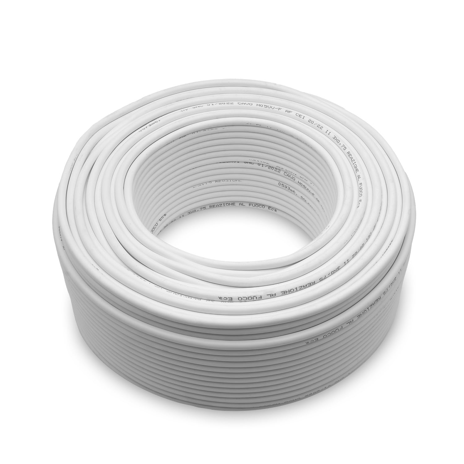 Amarcords 3 x 2,5 mm trzybiegunowy kabel elektryczny w kolorze białym, okrągły przewód zasilający typ H05VV-F, 20 metrów