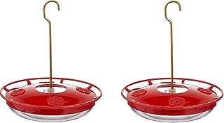 Hummingbird Feeder for Outdoors Hanging, 2 Pack, Leak-Proof, Easy to Clean and Refill, Saucer Humming Feeder for Hummer Birds, Including Hanging Hook, with 5 Feeding Ports