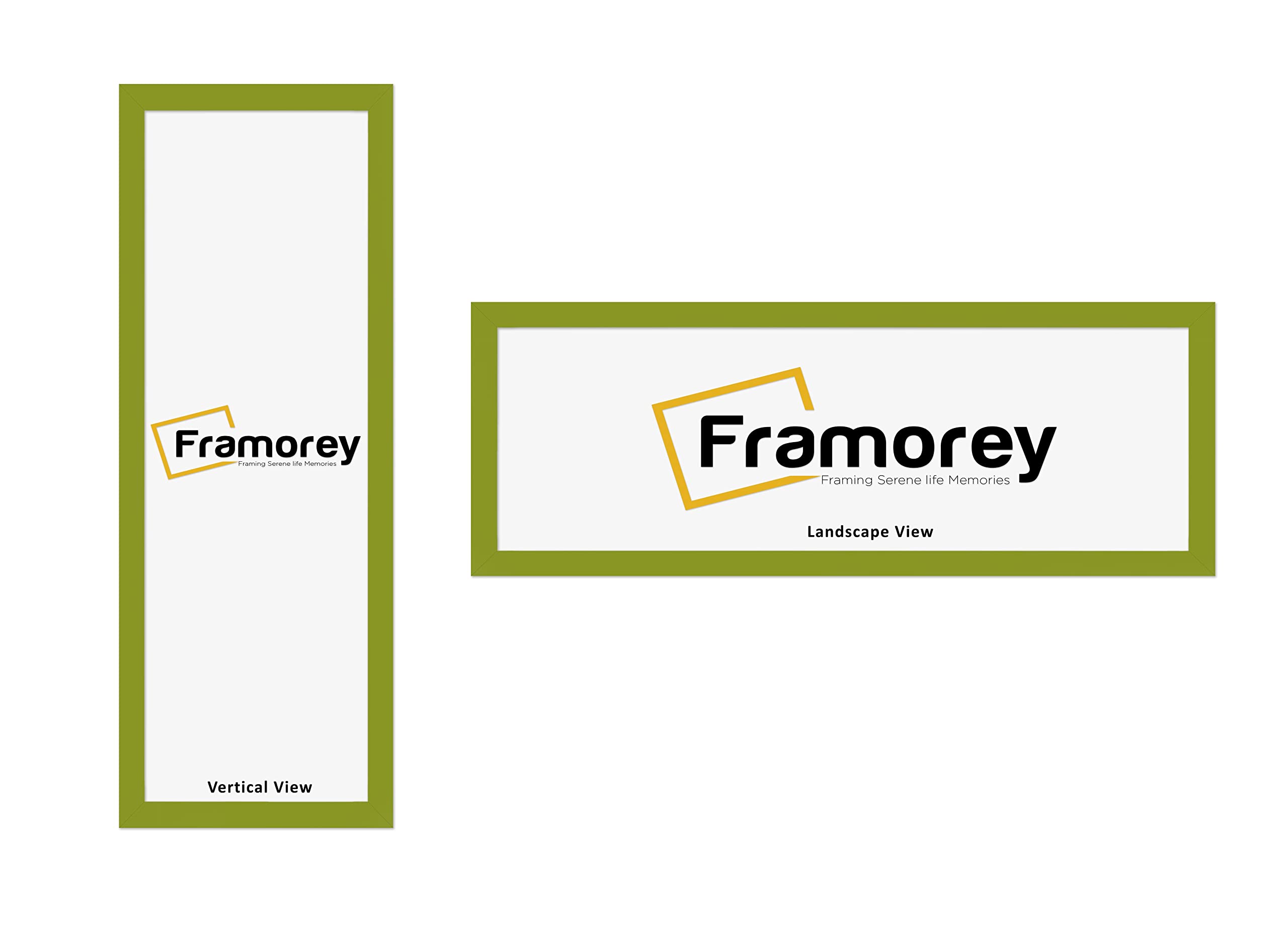 Framorey Modern Flat Lime Green Photo Frames, 22x9 Inch Size Picture Frame, Handmade Wooden Frames, Personalized Poster Frames, Certificate Frames