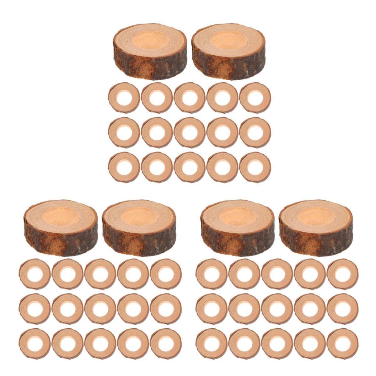 60 Piezas Servilleteros de Madera Rústicos para Mesa, Cenas y