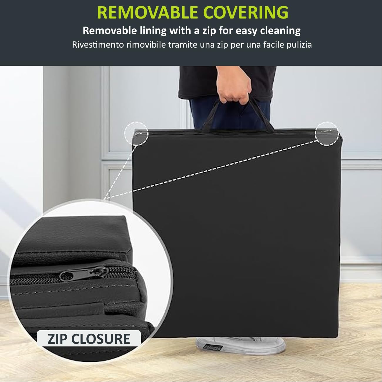 Tappetino Ginnastica Pieghevole 180x60x5cm | Pliabile a 3 Sezioni, Schiuma EPE e Pelle PU, Per Casa Yoga Pilates Arti Marziali Stretching, Con Maniglie