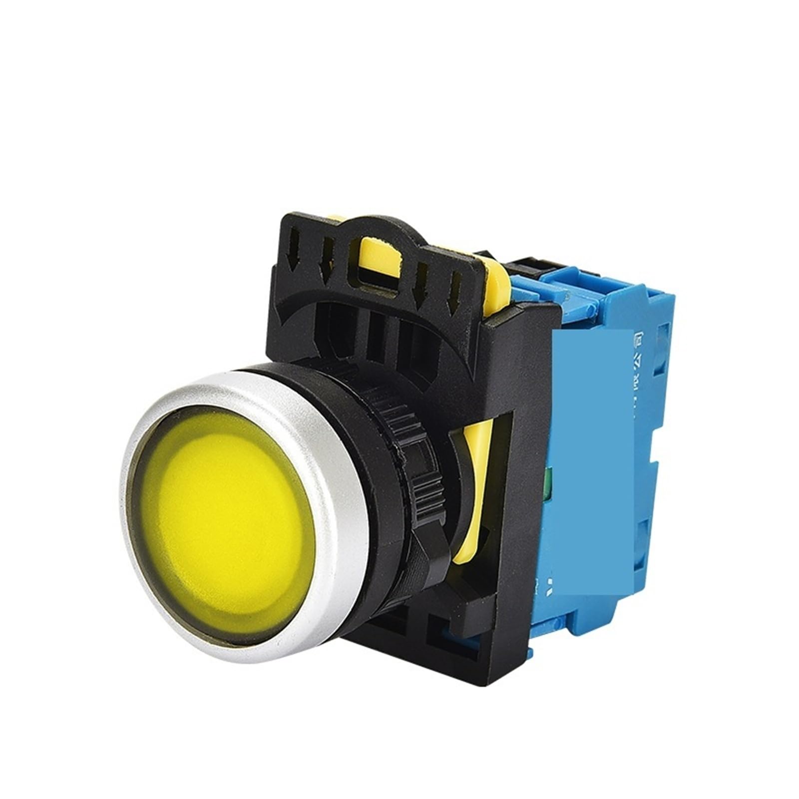 Bouton-poussoir LA36M 22mm jaune 10A intermittent ou autobloquant pour panneau - 2