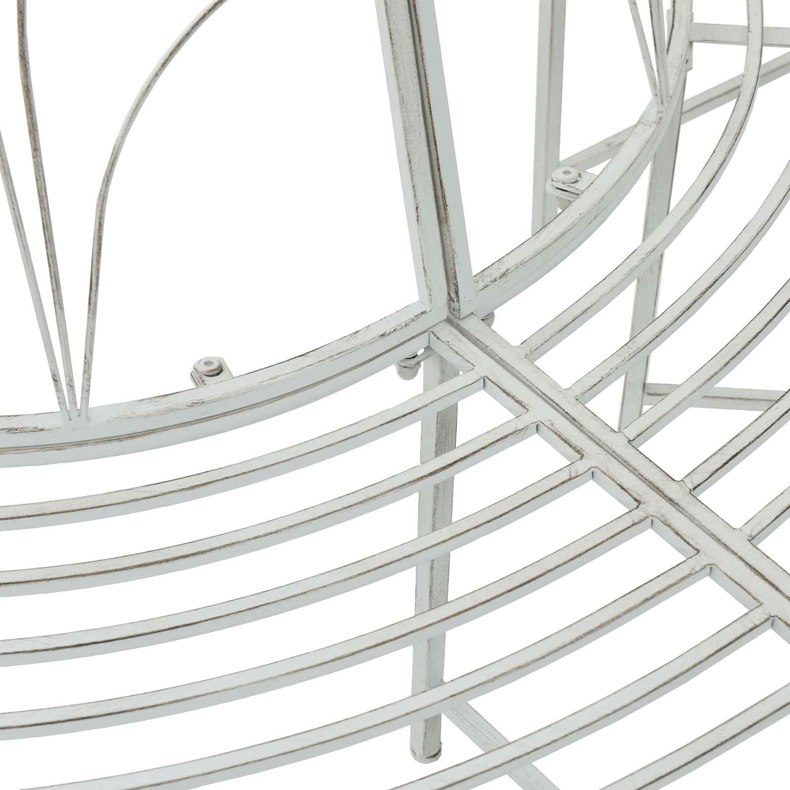 Banc de jardin 4 places en acier blanc antique, résistant aux intempéries, peu encombrant, robuste, pour extérieur, balcon, terrasse, jardin, véranda, banc en bois, banc de coffre, extérieur