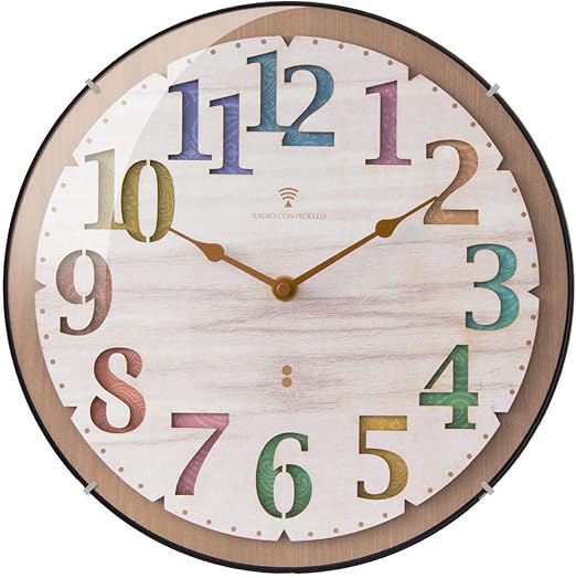 Amazon Co Jp Ottostyle Jp ドーム型 電波 壁掛け時計 型抜きインデックス カラフル 自動受信 アナログ 静音 インテリア サイレントムーブメント アート おしゃれ ホーム キッチン