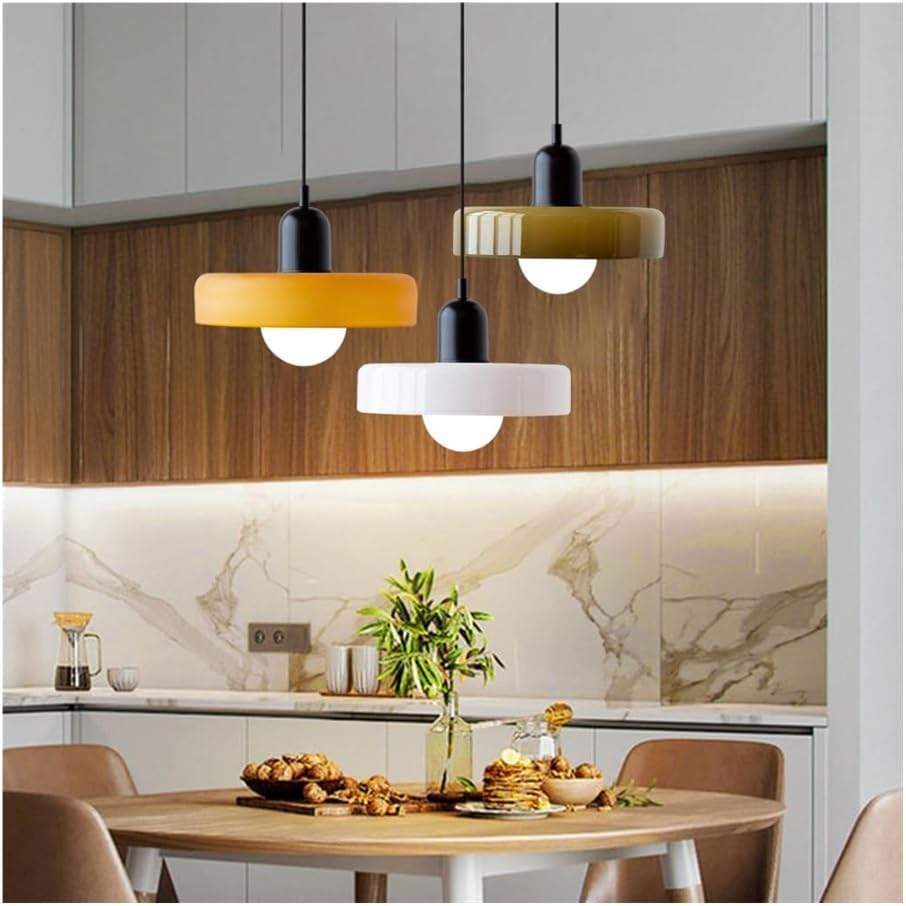 Lámpara de techo de diseño con cúpula de vidrio ajustable para iluminar la isla de cocina 5