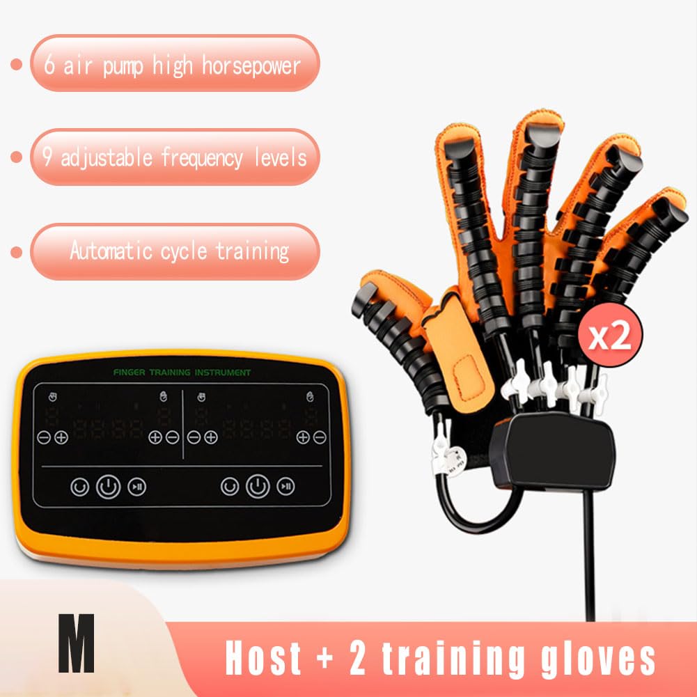 recuperación de accidentes cerebrovasculares, Mano Función Rehabilitación Robot Guantes Hemiplegia Accidente Cerebrovascular Dedos Rehabilitación Trainer Guantes de Fisioterapia(Size:M,Color:Naranja)