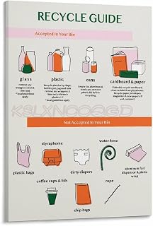 Single Stream Recycling Guide Poster Waste Sorting Chart (13) Canvas Painting Posters And Prints Wall Art for Living Room Bedroom Decor 24x36inch(60x90cm) Frame-style