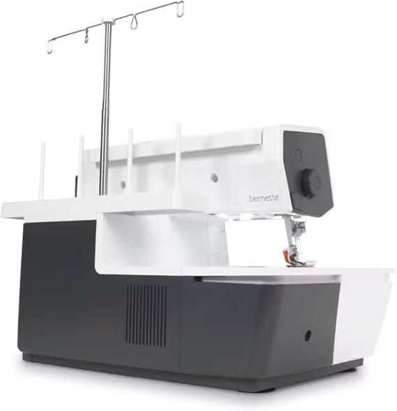 Bernette B62 Airlock Coverstitch Machine Bundle | Air Threader, Thread Needles, Bobbins, LED Light, Extension Table | Heavy Duty, Sewing & Quilting Kit with Tools for Beginner & Professional Use