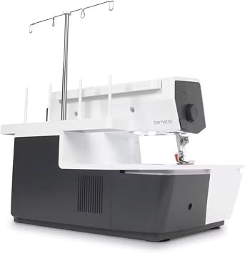 Bernette B62 Airlock Coverstitch Machine Bundle | Air Threader, Thread Needles, Bobbins, LED Light, Extension Table | Heavy Duty, Sewing & Quilting Kit with Tools for Beginner & Professional Use