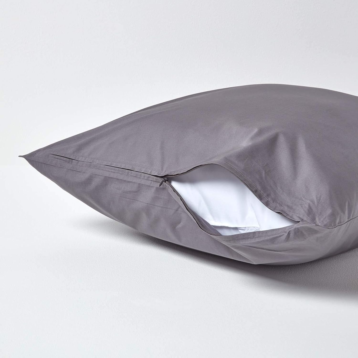HOMESCAPES Dark Grey Pure Egyptian Cotton Euro Size Pillowcase 40 x 40 cm 200 TC 400 Thread Count Percale Equivalent Pillow Case with Zip - Image 4