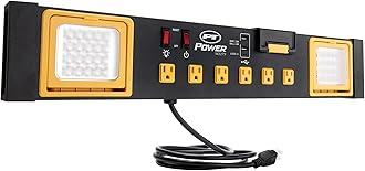 PERFORMANCE TOOL W2279 Commercial Grade Power Station with 6 Outlets, 2 USB Ports, Built-In Cradle, and LED Lights, Ideal for Workshops and Garages